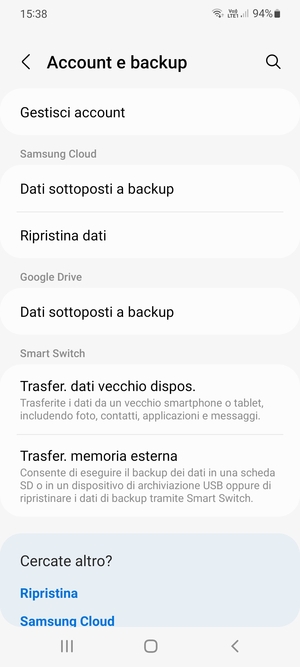 Seleziona Gestisci account