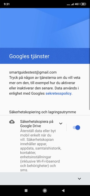 Tryck på v-knappen