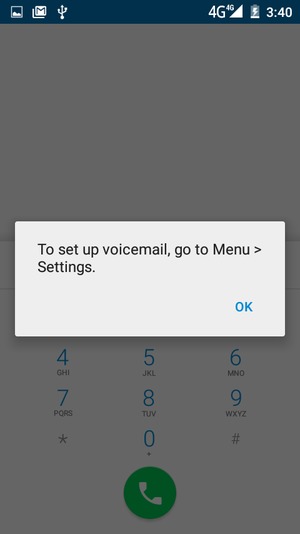 If your voicemail is not set up, select OK