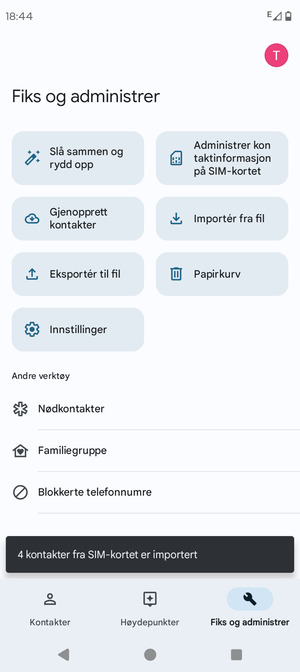 Kontaktene dine blir lagret på din Google-konto og lagret på telefonen din neste gang Google synkroniseres.