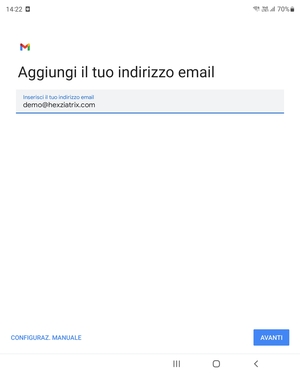 Inserisci il tuo indirizzo email e seleziona AVANTI