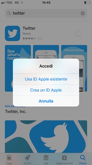 Seleziona Usa ID Apple esistente