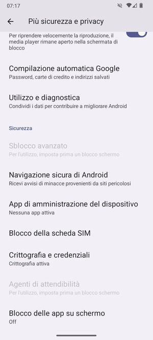 Scorri e seleziona Blocco della scheda SIM