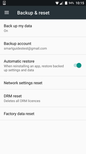 Select Backup account