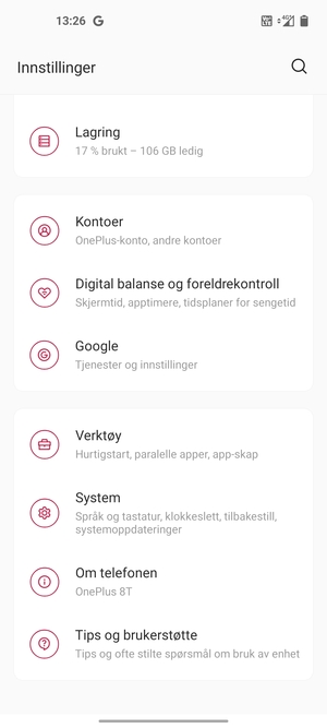 Bla til og velg System
