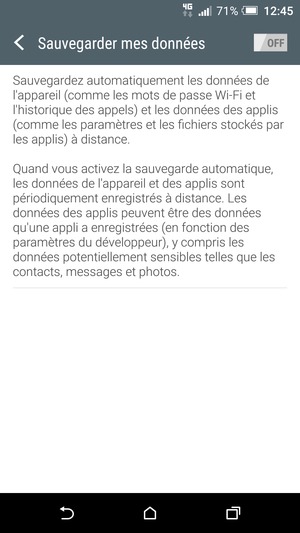 Activer le Sauvegarder mes données