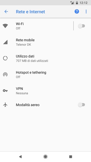 Seleziona Rete mobile