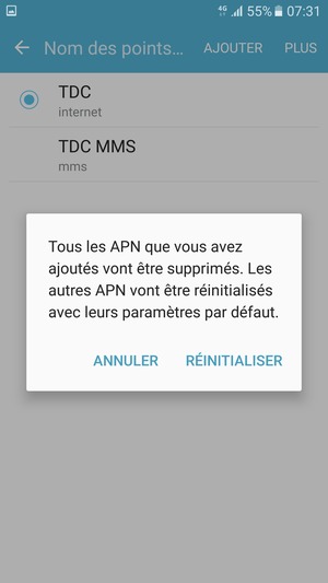 Sélectionnez RÉINITIALISER