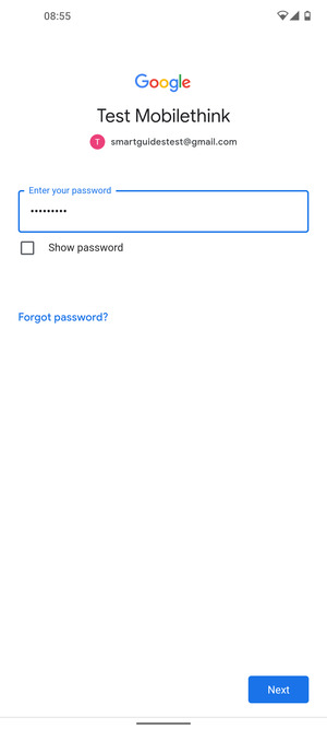 Enter your password and select Next