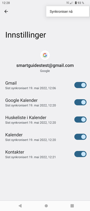 Velg Synkroniser nå