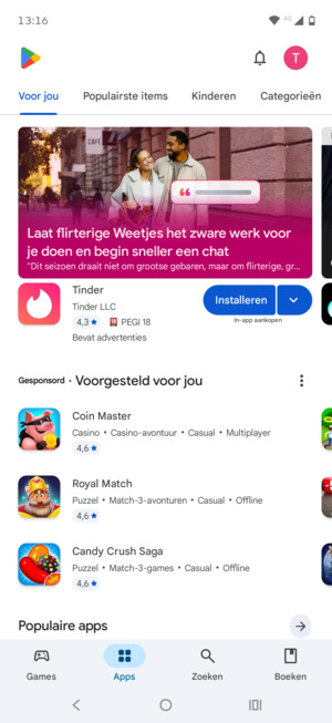 Selecteer Zoeken