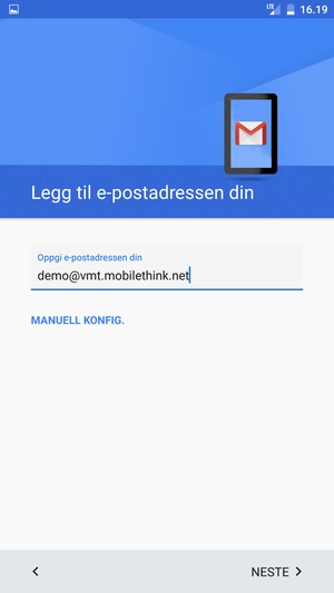 Skriv inn e-postadresse og velg NESTE