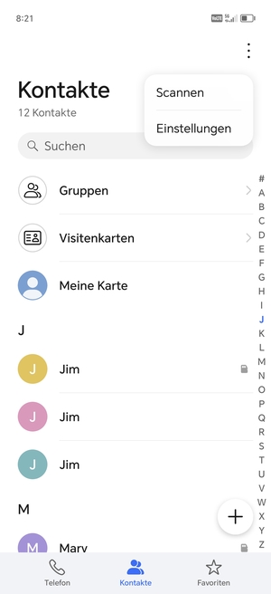 Wählen Sie Einstellungen