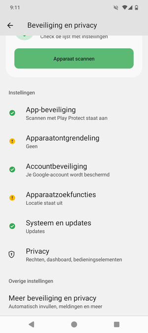 Scroll naar en selecteer Meer beveiliging en privacy