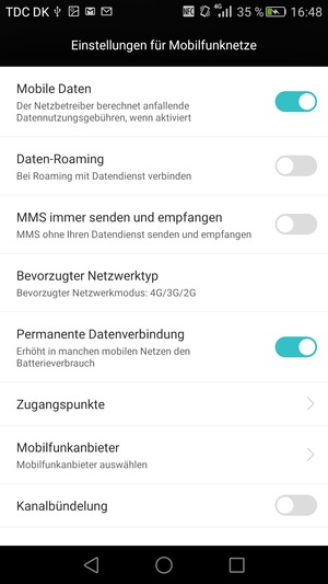 Wählen Sie Bevorzugter Netzwerktyp