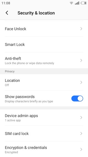 To change the PIN for the SIM card, scroll to and select SIM card lock