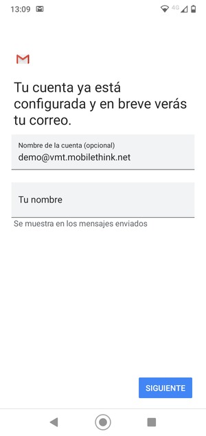 Déle a su cuenta un nombre y escriba su nombre. Seleccione SIGUIENTE