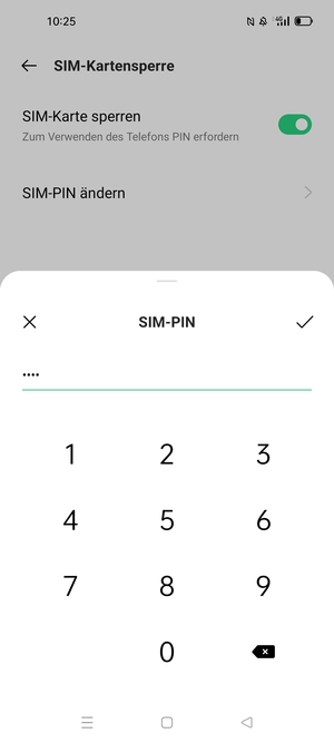 Geben Sie Aktuelle PIN für die SIM-Karte ein und wählen Sie OK
