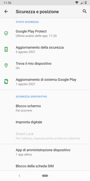 Seleziona Blocco schermo