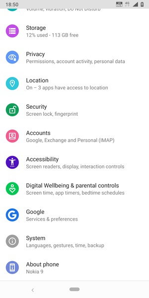 Scroll to and select Security