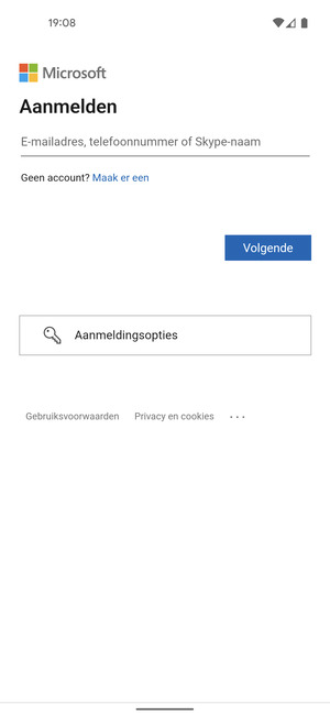 Voer uw e-mailadres in en selecteer Volgende