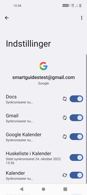 Dine oplysninger vil blive synkroniseret