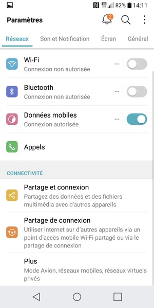 Sélectionnez Réseaux puis Partage de connexion
