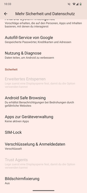 Scrollen Sie und wählen Sie SIM-Lock