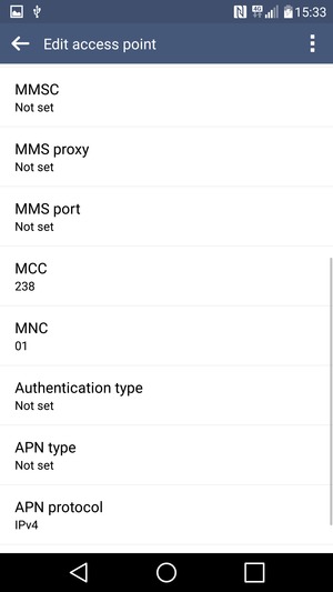 Scroll down and enter MMS information