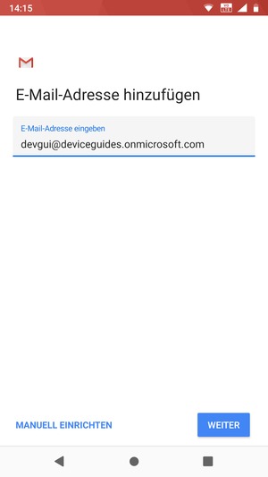 Geben Sie Ihre E-Mail-Adresse ein und wählen Sie MANUELL EINRICHTEN