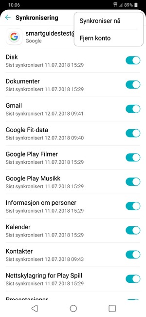 Velg Synkroniser nå