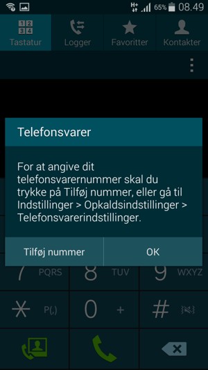 Hvis din telefonsvarer ikke er sat op, vælg OK