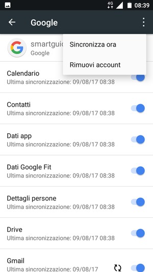 Seleziona Sincronizza ora