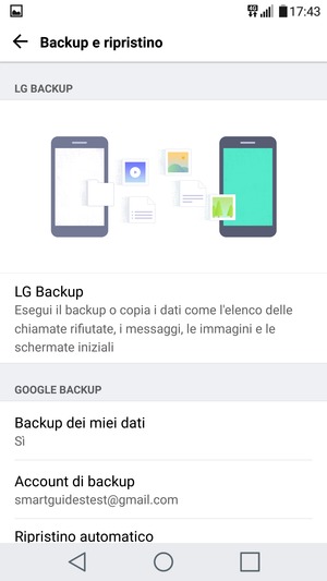 Seleziona Account di backup