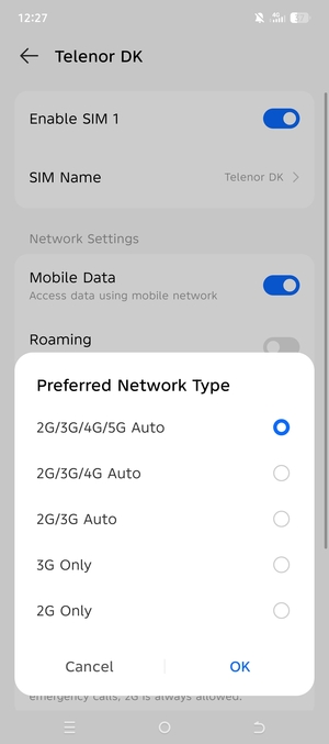 Select your preferred option and select OK
