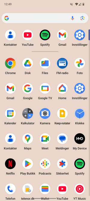 Velg Innstillinger