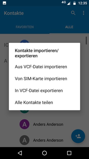 Wählen Sie Von SIM-Karte importieren