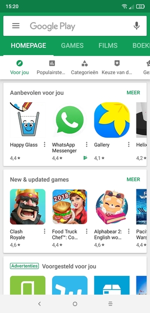 Selecteer de zoekbalk