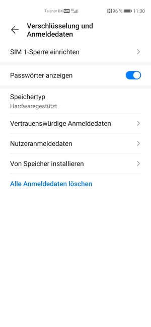 Wählen Sie SIM Sperre einrichten