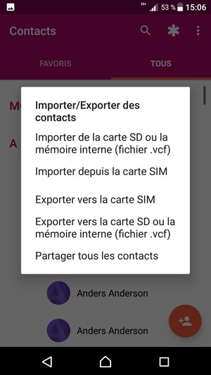 Sélectionnez Importer depuis la carte SIM