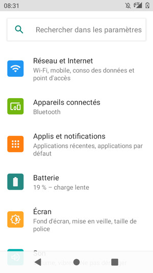 Sélectionnez Réseau et Internet