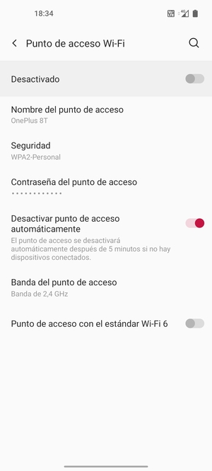 Seleccione Contraseña del punto de acceso