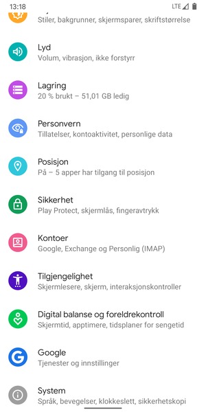 Bla til og velg Sikkerhet
