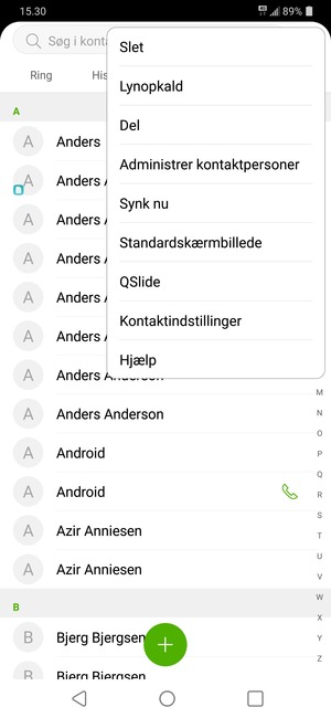 Vælg Administrer kontaktpersoner