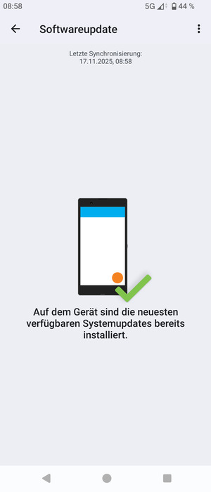 Falls Ihr Handy aktualisiert ist, wird Ihnen der folgende Bildschirm angezeigt