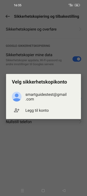 Velg sikkerhetskopi-kontoen din