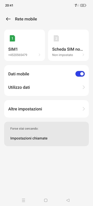 Seleziona SIM1 o SIM2