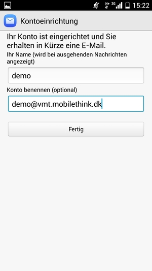 Geben Sie Ihrem Konto einen Namen und geben Sie Ihren Namen ein. Wählen Sie Fertig / Weiter