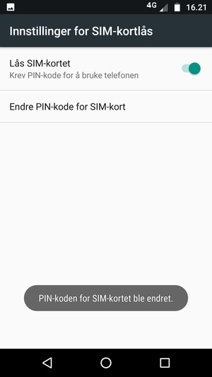 Din PIN-kode for SIM-kortet er endret