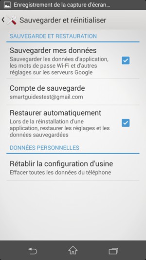 Sélectionnez Compte de sauvegarde